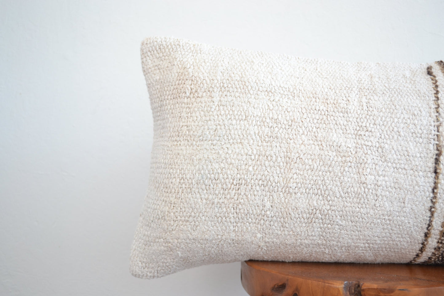Kilim Pillow Lumbar - White Stripe