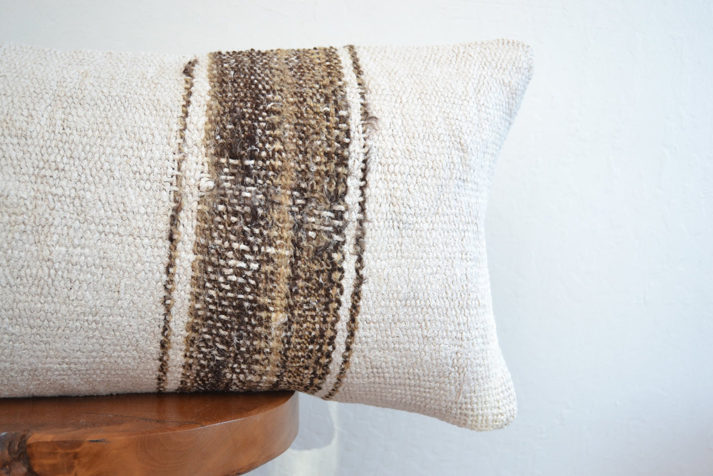 Kilim Pillow Lumbar - White Stripe