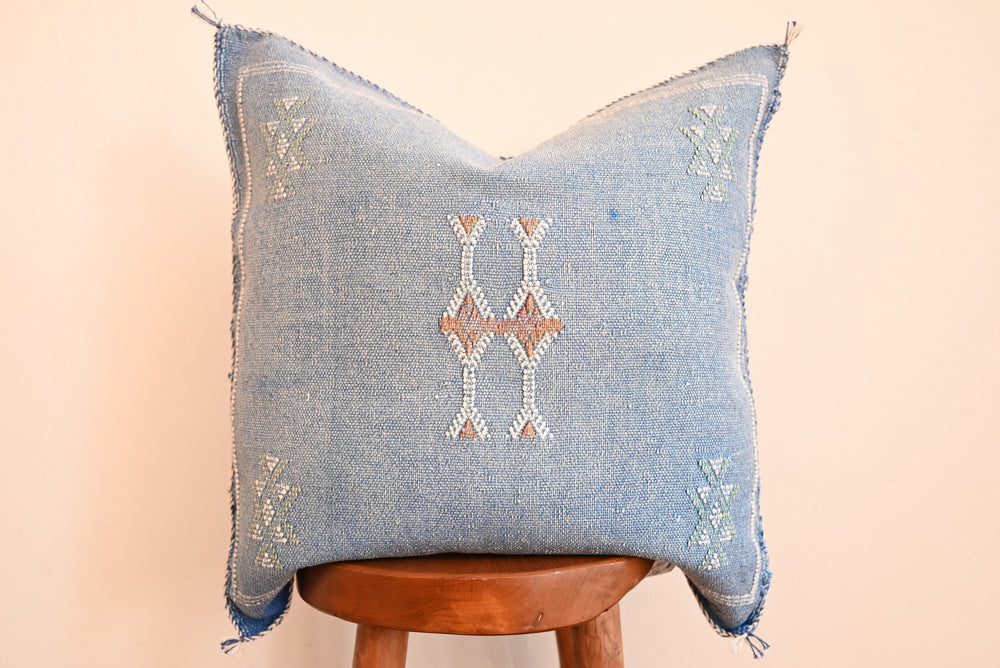 Sabra Silk Pillow - Light Blue