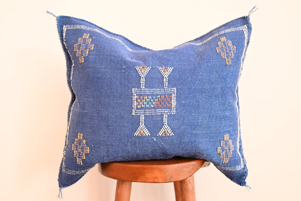 Sabra Silk Pillow - Azure