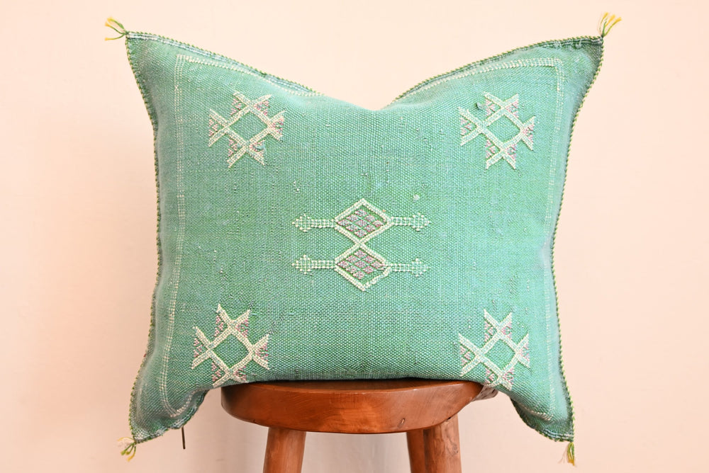 Sabra Silk Pillow - Turquoise