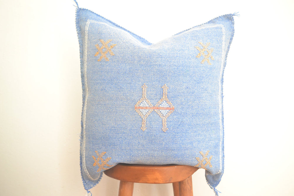 Sabra Silk Pillow - Azure