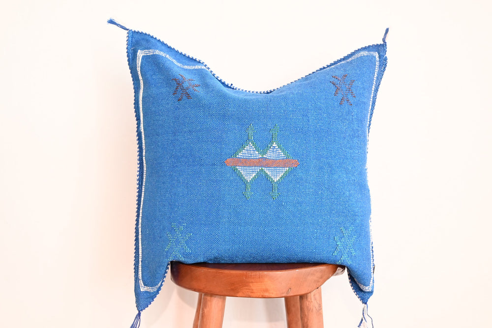 Sabra Silk Pillow - Bright Blue