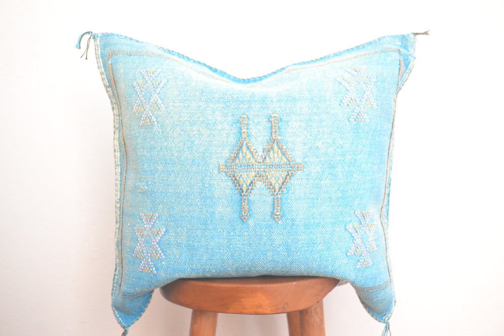 Sabra Silk Pillow - Aqua