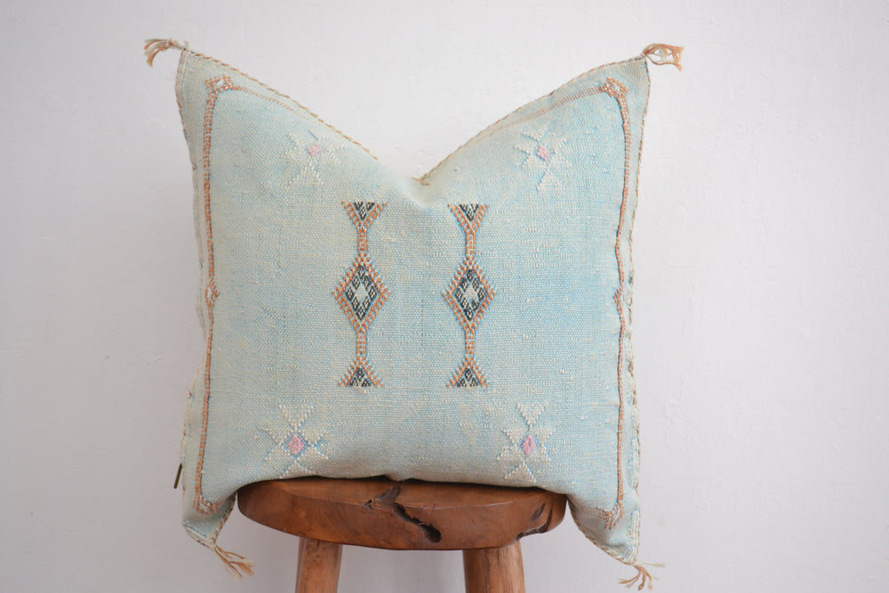 Sabra Silk Pillow - Dusty Blue