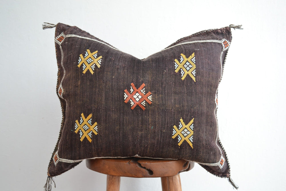 Sabra Silk Pillow - Coffee