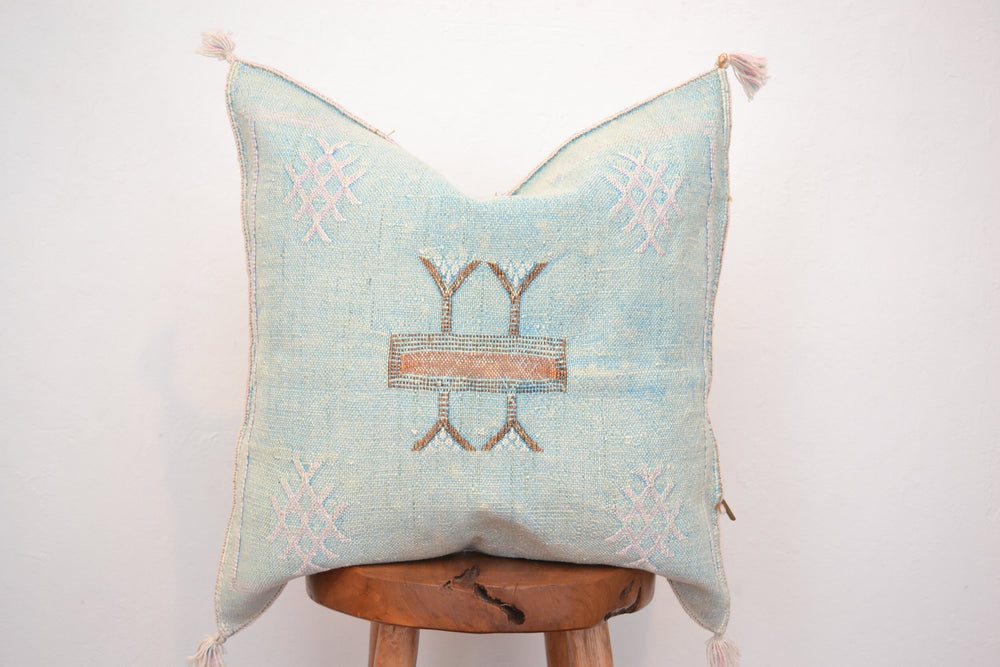 Sabra Silk Pillow - Marian Blue