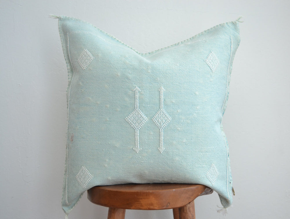 Sabra Silk Pillow - Baby Blue