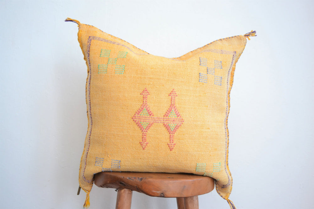 Sabra Silk Pillow - Yellow