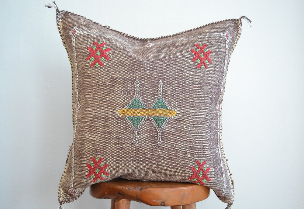 Sabra Silk Pillow - Faded Brown