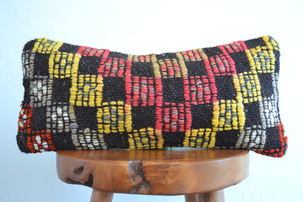 Kilim Pillow Lumbar - Checkers