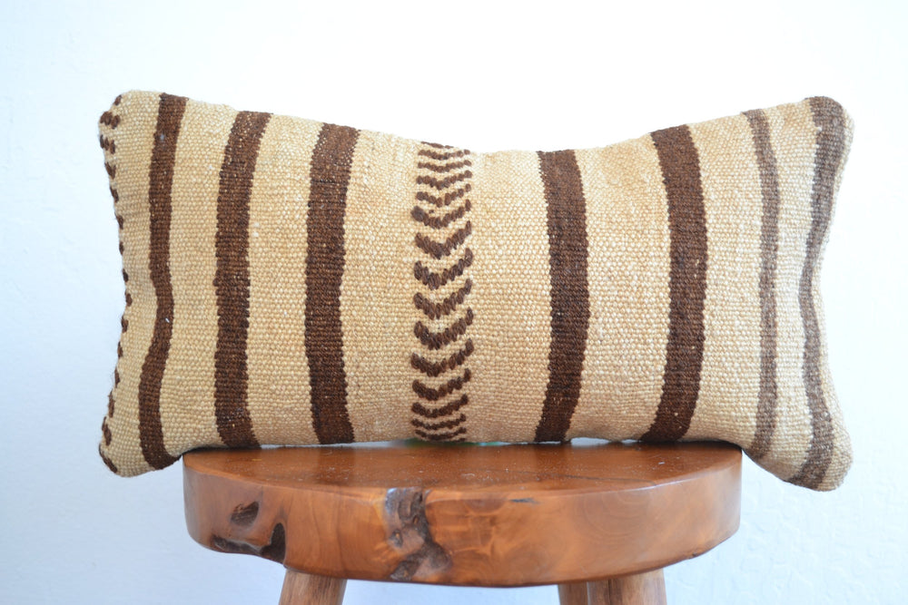 Kilim Pillow Lumbar - Tan