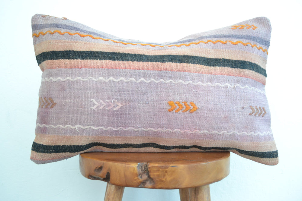 Kilim Pillow Lumbar - Soft Purple