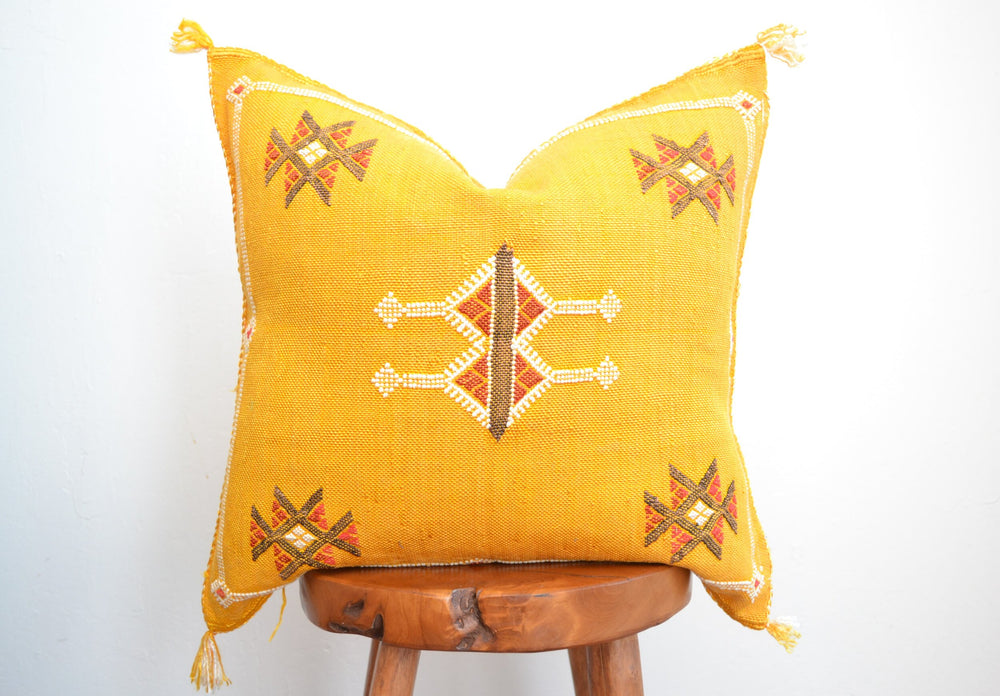 Sabra Silk Pillow - Pop of Yellow