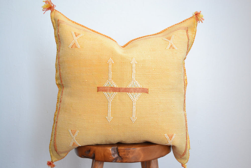 Sabra Silk Pillow - Soft Yellow