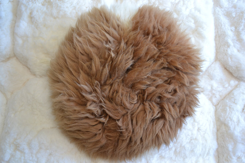 Coussin rond en alpaga (taches blanches)