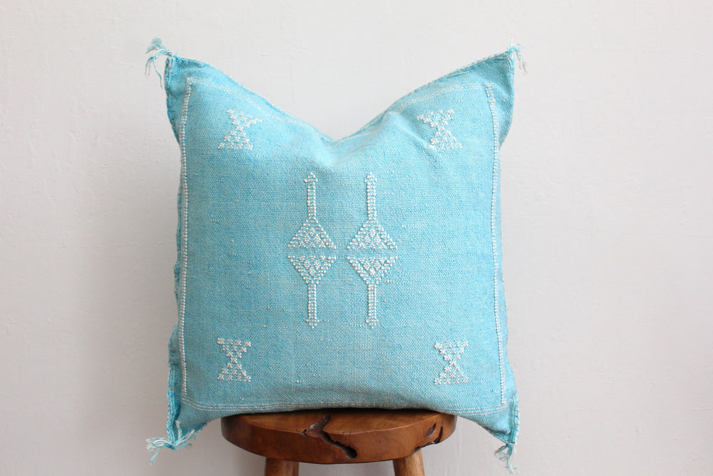 Sabra Silk Pillow - Azure